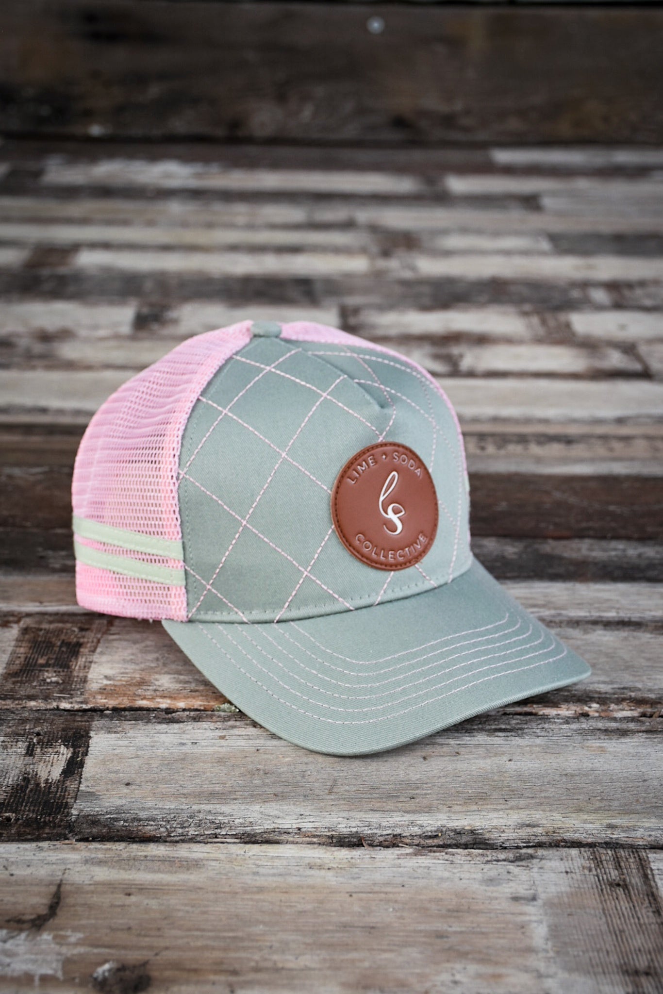 Pink and grey Hat