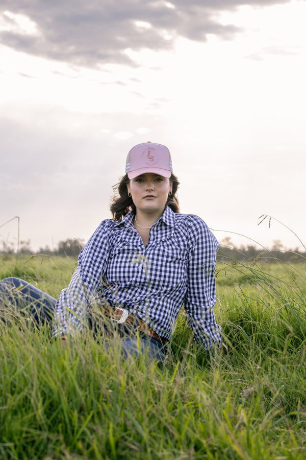 Grace Blouse - Navy Gingham