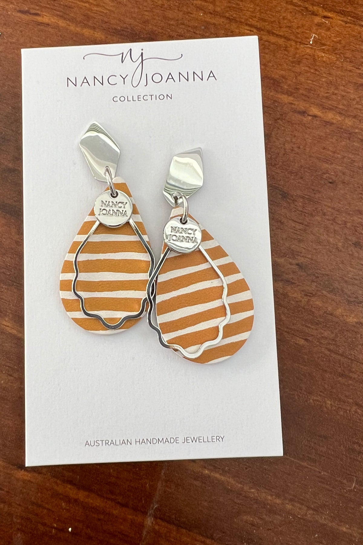 Earrings - Mini Mustard Stripe Teardrops