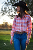 Ava Shirt - Orange Peach Plaid