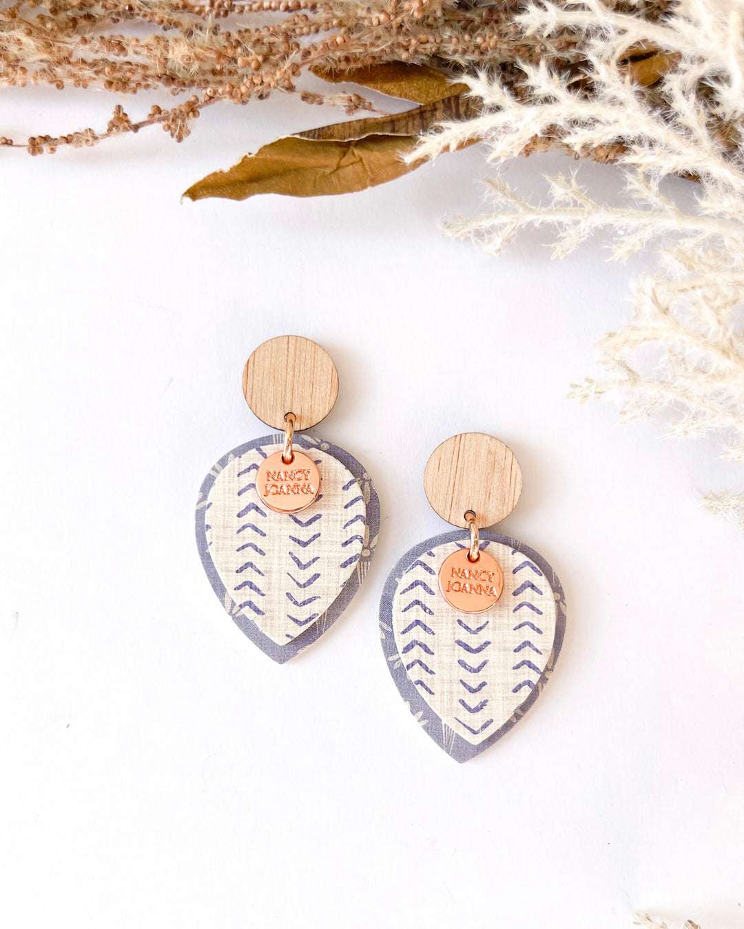 Earrings - Blue Linen Double Water Drops