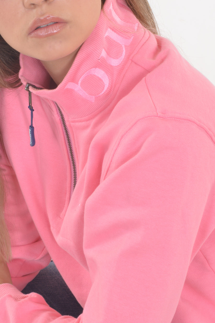 ZIP SWEAT EMBROIDERY Pink – Lime & Soda Collective